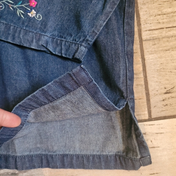 Womens 3X Lightweight Denim Embroidered Paisley Floral Pop-over Blouse Top Boho - Picture 5 of 13